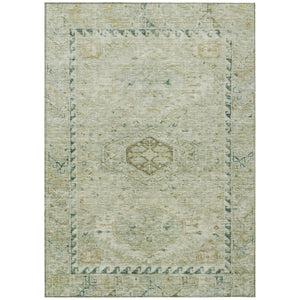 HomeRoots 10' Sage and Gold Medallion Area Rug – Stylish, Washable, Indoor/Outdoor Elegance for Every Space 688704