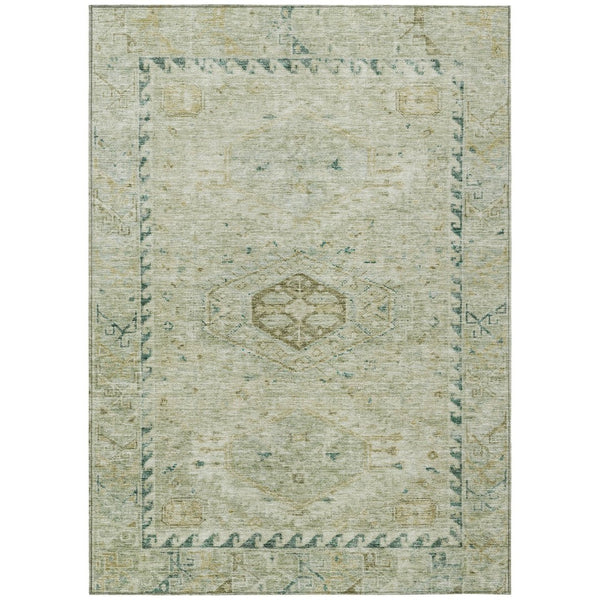 HomeRoots 10' Sage and Gold Medallion Area Rug – Stylish, Washable, Indoor/Outdoor Elegance for Every Space 688704