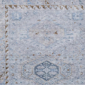 HomeRoots 8' X 10' Sky Blue and Brown Medallion Rug - Durable, Washable Area Rug for Indoor & Outdoor Spaces 688708