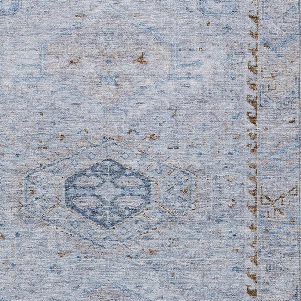 HomeRoots 10' Sky Blue and Brown Medallion Area Rug – Washable, Durable Design for Indoor & Outdoor Spaces 688710