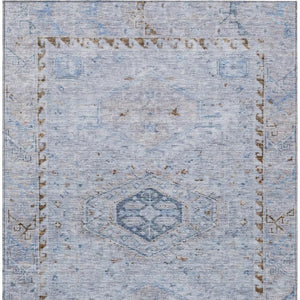 HomeRoots 10' Sky Blue and Brown Medallion Area Rug – Washable, Durable Design for Indoor & Outdoor Spaces 688710
