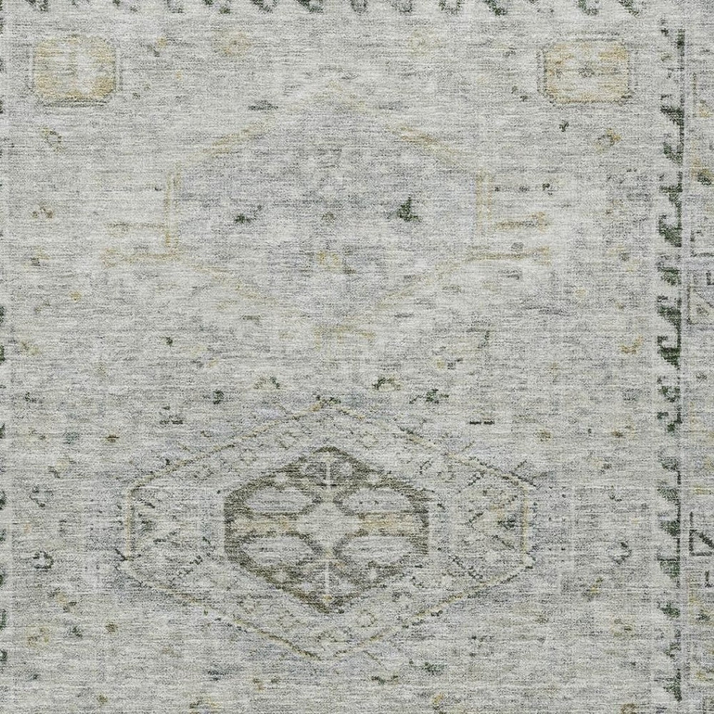 HomeRoots 5' Taupe and Beige Medallion Area Rug - Durable, Washable for Indoor & Outdoor Living Spaces 688712