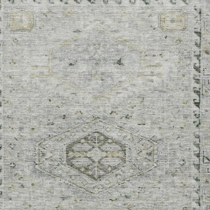 HomeRoots 5' Taupe and Beige Medallion Area Rug - Durable, Washable for Indoor & Outdoor Living Spaces 688712