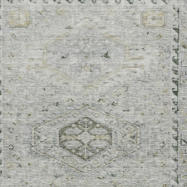HomeRoots 5' Taupe and Beige Medallion Area Rug - Durable, Washable for Indoor & Outdoor Living Spaces 688712