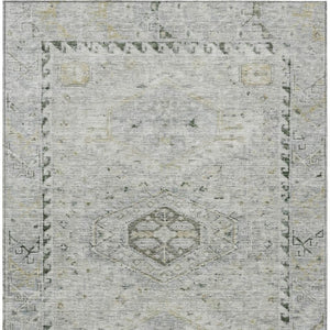 HomeRoots 5' Taupe and Beige Medallion Area Rug - Durable, Washable for Indoor & Outdoor Living Spaces 688712