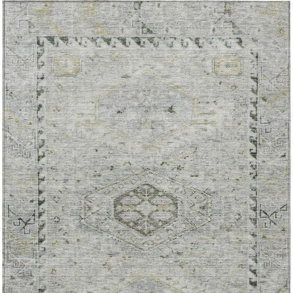HomeRoots 5' Taupe and Beige Medallion Area Rug - Durable, Washable for Indoor & Outdoor Living Spaces 688712