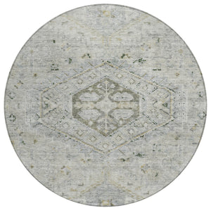 HomeRoots 8' Taupe and Beige Round Medallion Rug - Washable, Durable, Stylish for Indoor and Outdoor Spaces 688713