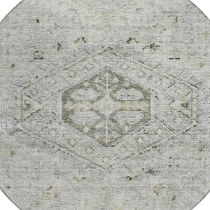 HomeRoots 8' Taupe and Beige Round Medallion Rug - Washable, Durable, Stylish for Indoor and Outdoor Spaces 688713