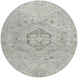 HomeRoots 8' Taupe and Beige Round Medallion Rug - Washable, Durable, Stylish for Indoor and Outdoor Spaces 688713