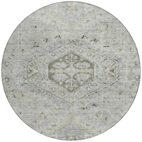 HomeRoots 8' Taupe and Beige Round Medallion Rug - Washable, Durable, Stylish for Indoor and Outdoor Spaces 688713