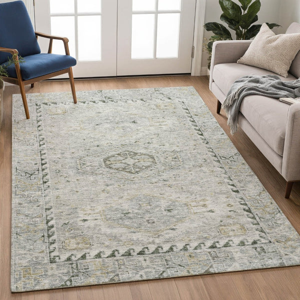 HomeRoots 8' X 10' Taupe and Beige Medallion Rug - Durable, Washable Indoor/Outdoor Area Rug for Any Space 688714