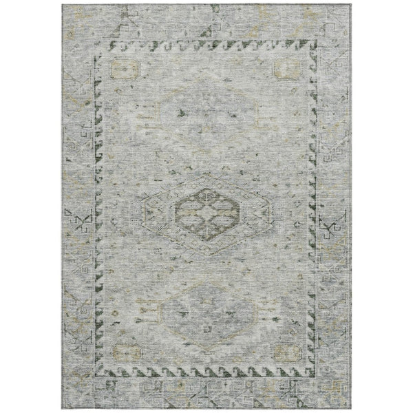 HomeRoots 9' X 12' Elegant Taupe & Beige Medallion Indoor/Outdoor Area Rug - Washable & Stain Resistant! 688715