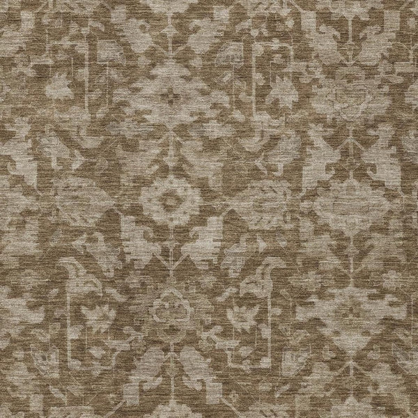 HomeRoots 5' Durable Brown and Beige Floral Washable Area Rug – Ideal for Indoor & Outdoor Spaces, Easy Care 688718