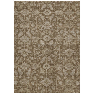 HomeRoots 8' X 10' Brown And Beige Floral Area Rug - Durable, Washable, Indoor/Outdoor Décor for High Traffic Spaces 688720