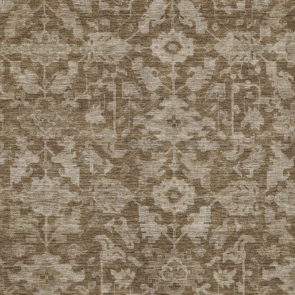 HomeRoots 10' Brown and Beige Floral Washable Area Rug - Durable, Stylish, Indoor/Outdoor Perfect for High-Traffic Spaces 688722