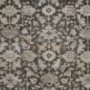 HomeRoots 8' X 10' Washable Chocolate & Gray Floral Area Rug – Durable, Stain-Resistant for Indoor/Outdoor Use! 688726