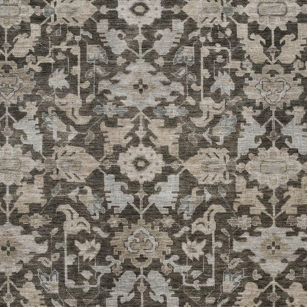 HomeRoots 9' Chocolate and Gray Floral Area Rug - Stylish Washable Indoor/Outdoor Decor for High-Traffic Areas 688727