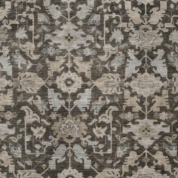 HomeRoots 10' X 14' Chocolate and Gray Floral Area Rug - Durable, Washable Design for Indoor & Outdoor Spaces 688728