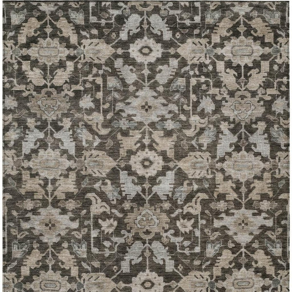 HomeRoots 10' X 14' Chocolate and Gray Floral Area Rug - Durable, Washable Design for Indoor & Outdoor Spaces 688728