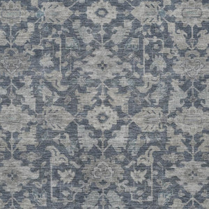 HomeRoots 5' Blue and Silver Floral Indoor/Outdoor Area Rug - Durable, Washable, Stylish for High-Traffic Spaces 688730
