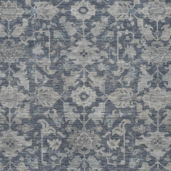HomeRoots 5' Blue and Silver Floral Indoor/Outdoor Area Rug - Durable, Washable, Stylish for High-Traffic Spaces 688730
