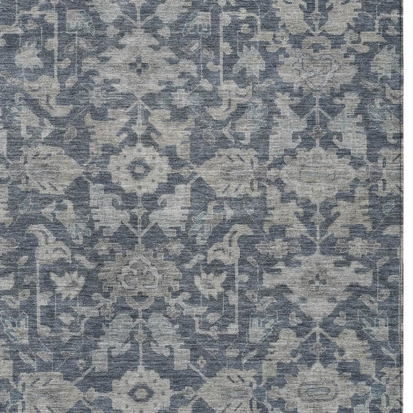 HomeRoots 8' X 10' Denim Blue & Silver Floral Area Rug – Stylish, Washable, Durable for Indoor & Outdoor Use! 688732