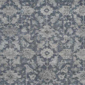 HomeRoots 9' Denim Blue & Silver Floral Area Rug - Durable, Washable Indoor/Outdoor Design for Any Space 688733