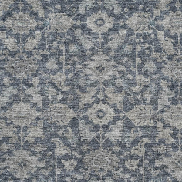 HomeRoots 9' Denim Blue & Silver Floral Area Rug - Durable, Washable Indoor/Outdoor Design for Any Space 688733