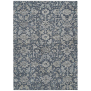 HomeRoots 9' Denim Blue & Silver Floral Area Rug - Durable, Washable Indoor/Outdoor Design for Any Space 688733