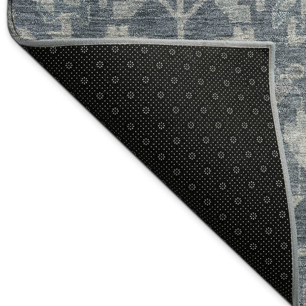 HomeRoots 9' Denim Blue & Silver Floral Area Rug - Durable, Washable Indoor/Outdoor Design for Any Space 688733