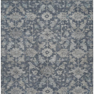 HomeRoots 10' X 14' Stylish Denim Blue Floral Area Rug - Durable, Washable, Ideal for Indoor & Outdoor Use 688734
