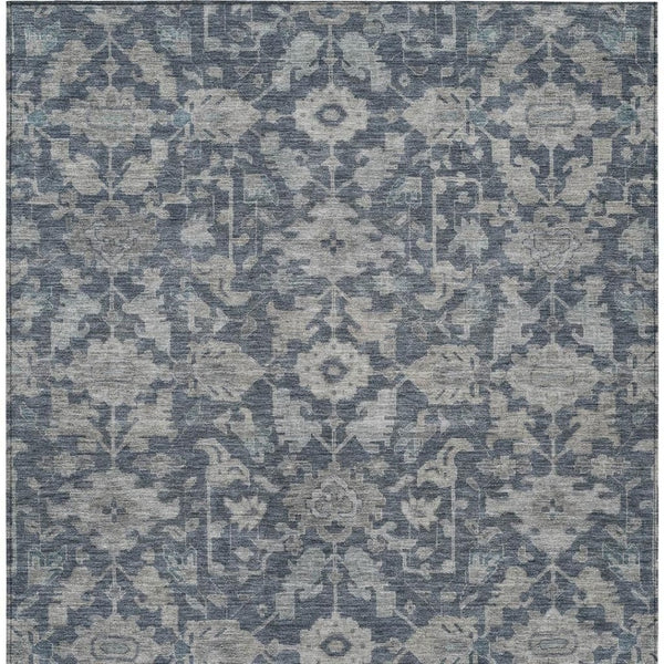 HomeRoots 10' X 14' Stylish Denim Blue Floral Area Rug - Durable, Washable, Ideal for Indoor & Outdoor Use 688734