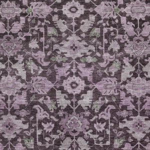 HomeRoots 5' X 8' Eggplant Gray Floral Washable Area Rug – Durable, Stylish, Indoor/Outdoor Charm for Any Space 688736