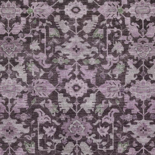 HomeRoots 5' X 8' Eggplant Gray Floral Washable Area Rug – Durable, Stylish, Indoor/Outdoor Charm for Any Space 688736