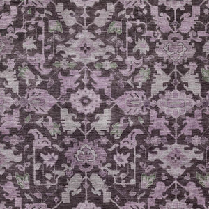 HomeRoots 9' X 12' Eggplant Floral Area Rug - Durable, Washable & Elegant for Indoor/Outdoor Spaces! 688739
