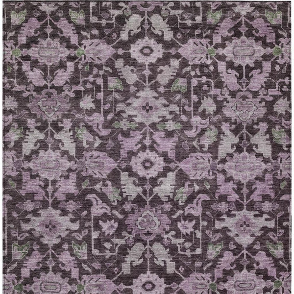 HomeRoots 10' Elegant Eggplant & Gray Floral Washable Area Rug - Durable & Stylish for Indoor/Outdoor Use! 688740