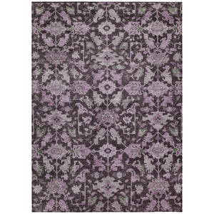 HomeRoots 10' Elegant Eggplant & Gray Floral Washable Area Rug - Durable & Stylish for Indoor/Outdoor Use! 688740