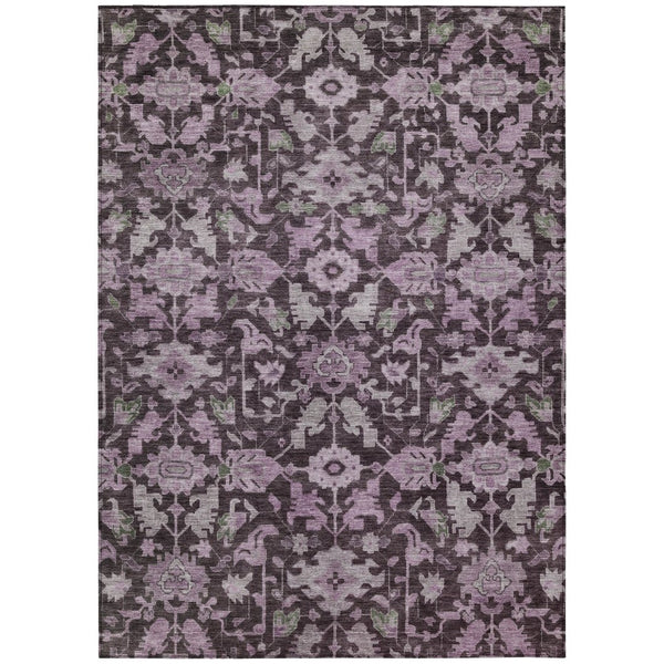 HomeRoots 10' Elegant Eggplant & Gray Floral Washable Area Rug - Durable & Stylish for Indoor/Outdoor Use! 688740