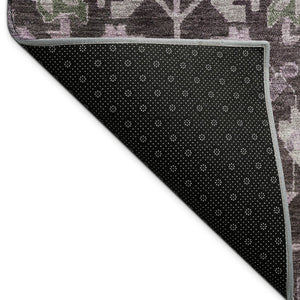 HomeRoots 10' Elegant Eggplant & Gray Floral Washable Area Rug - Durable & Stylish for Indoor/Outdoor Use! 688740