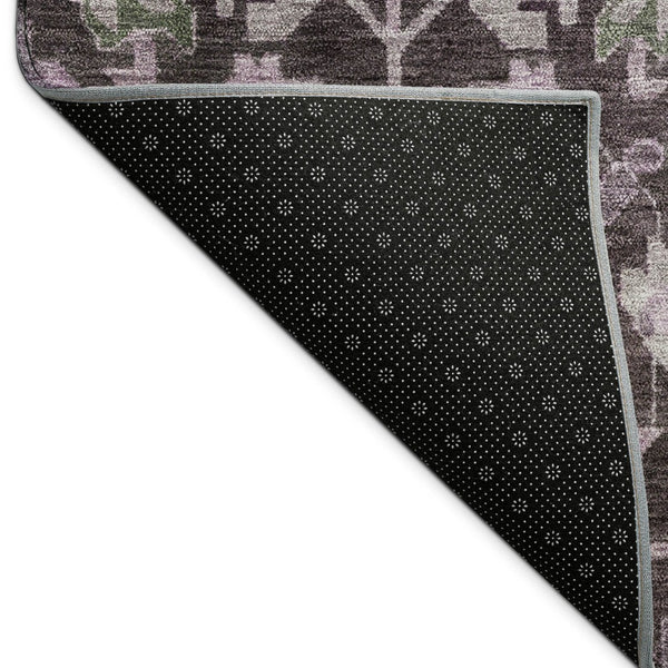HomeRoots 10' Elegant Eggplant & Gray Floral Washable Area Rug - Durable & Stylish for Indoor/Outdoor Use! 688740
