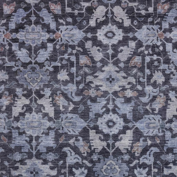 HomeRoots 5' X 8' Navy Blue And Plum Floral Washable Area Rug - Durable, Stain-Resistant for Indoor/Outdoor Use 688742