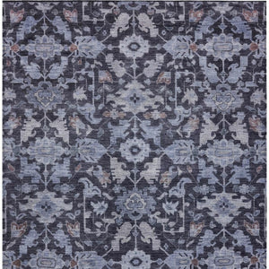 HomeRoots 5' X 8' Navy Blue And Plum Floral Washable Area Rug - Durable, Stain-Resistant for Indoor/Outdoor Use 688742