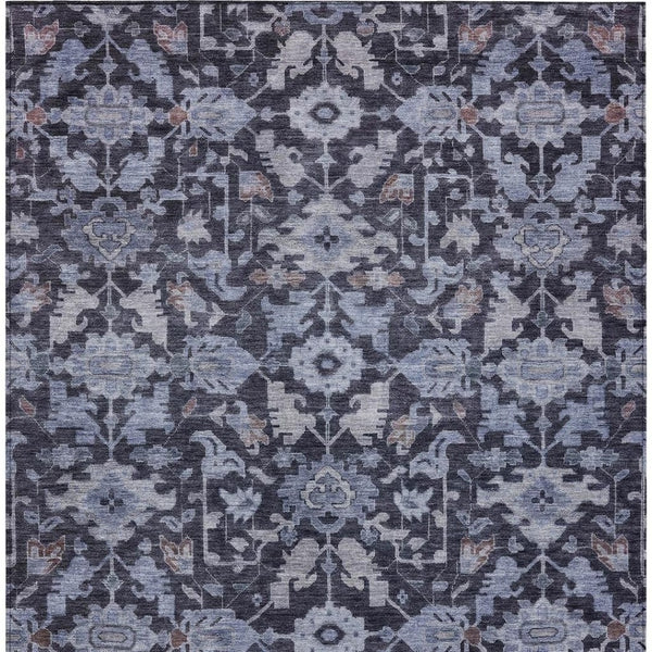 HomeRoots 5' X 8' Navy Blue And Plum Floral Washable Area Rug - Durable, Stain-Resistant for Indoor/Outdoor Use 688742