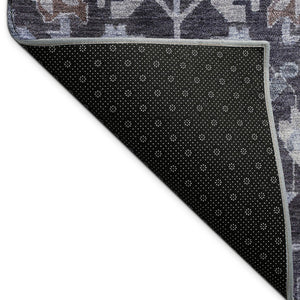 HomeRoots 5' X 8' Navy Blue And Plum Floral Washable Area Rug - Durable, Stain-Resistant for Indoor/Outdoor Use 688742
