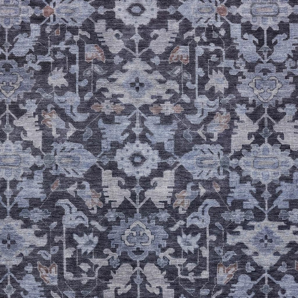 HomeRoots 8' X 10' Navy Blue & Plum Floral Washable Area Rug - Durable, Stain-Resistant for Indoor/Outdoor Use 688744