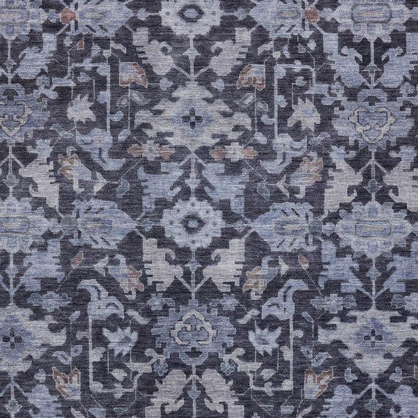 HomeRoots 8' X 10' Navy Blue & Plum Floral Washable Area Rug - Durable, Stain-Resistant for Indoor/Outdoor Use 688744