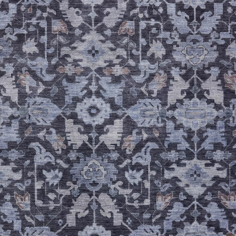 HomeRoots 9' X 12' Navy Blue and Plum Floral Area Rug - Durable, Washable, Stylish for Indoor & Outdoor Use 688745