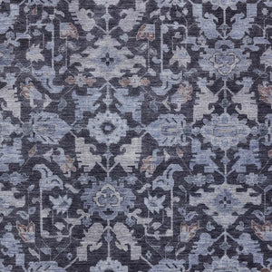 HomeRoots 9' X 12' Navy Blue and Plum Floral Area Rug - Durable, Washable, Stylish for Indoor & Outdoor Use 688745
