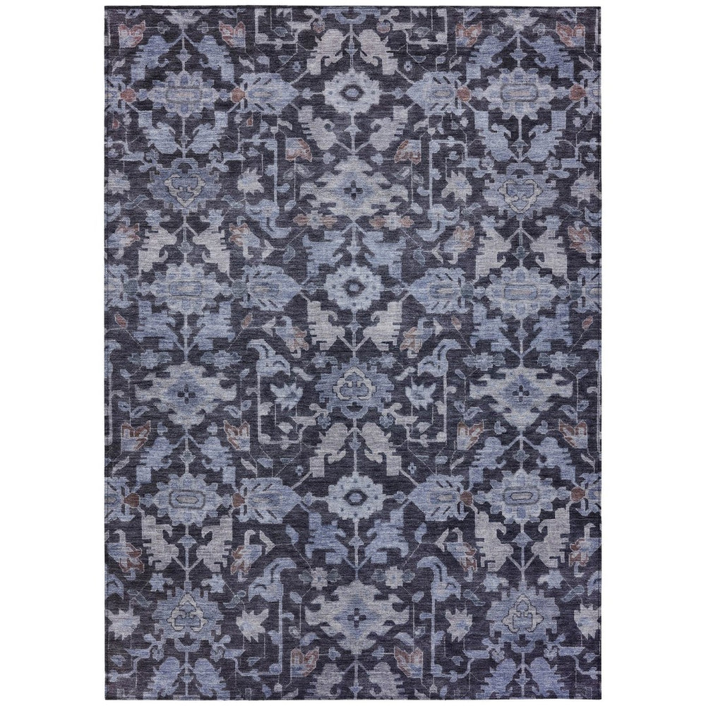 HomeRoots 9' X 12' Navy Blue and Plum Floral Area Rug - Durable, Washable, Stylish for Indoor & Outdoor Use 688745