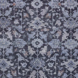 HomeRoots 10' Navy Blue and Plum Floral Area Rug - Stylish, Durable, Washable for Indoor & Outdoor Spaces! 688746